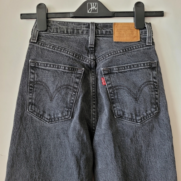 Levis Ribcage Bell Jeans Charcoal Black Size 23 - Picture 8 of 14